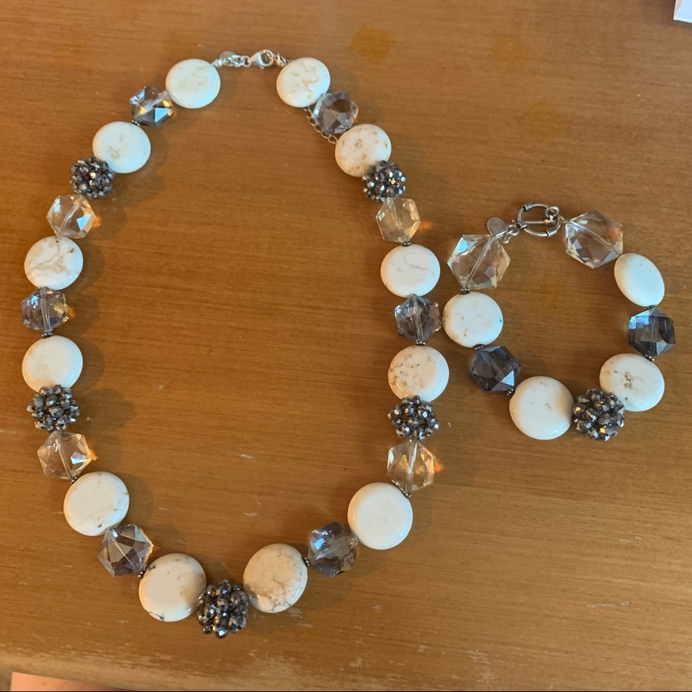 Donna Dressler Silver Beaded Necklace and Bracelet Set